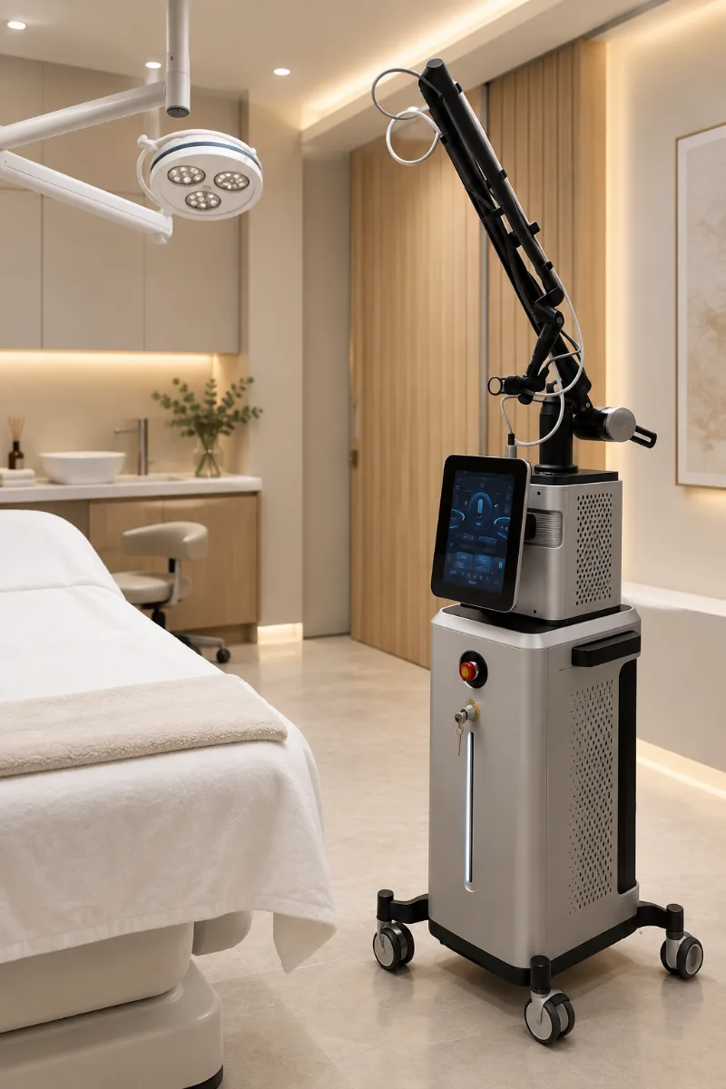 Equipamento de laser em sala de procedimentos